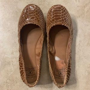 %%%Lucky Brand flats size 7.5 tan reptile texture